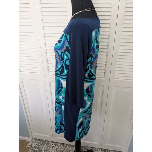 Banana Republic Dress Women's PM Multi Blue Color Block Abstract Art Sheath - Picture 7 of 13